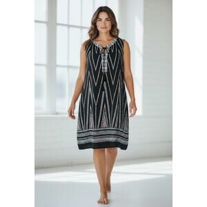 MY DANIELLE SHIFT SLEEVELESS BOHO MIDI BLACK TASSEL TIE COTTAGE COQUETTE SIZE XL